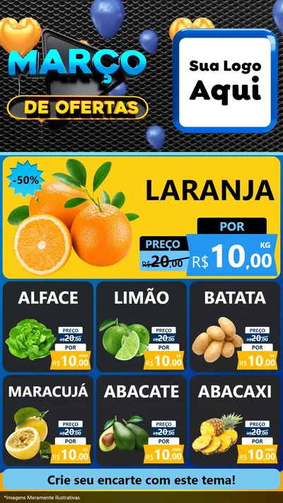 Modelo de Rede Social para Stories com o tema Março de Ofertas para Hortifrúti