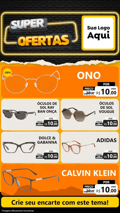 Modelo de TV para TV Vertical com o tema Super Ofertas para Óticas