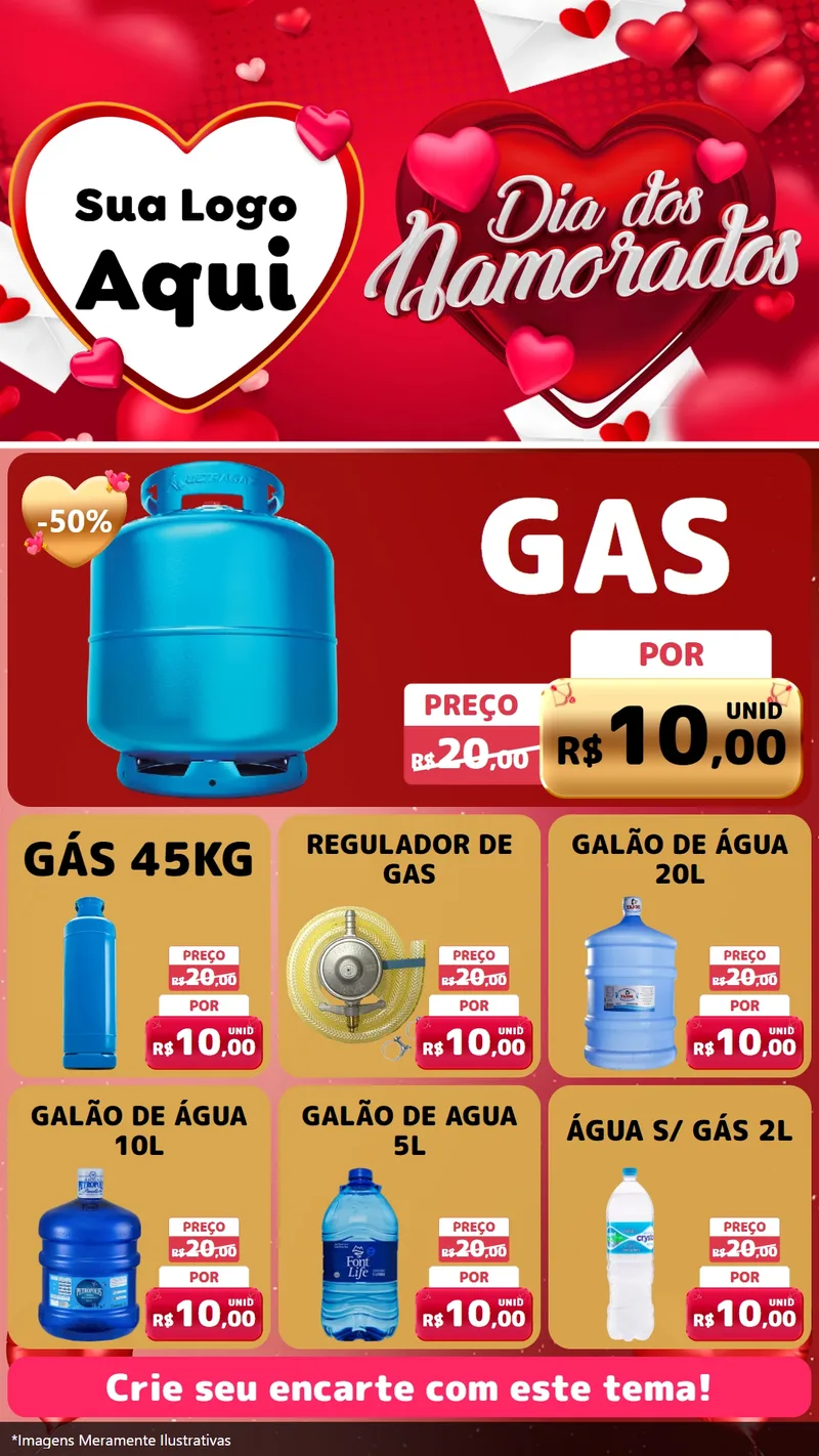 Modelo de Rede Social para Stories com o tema Dia Dos Namorados para Água e gás