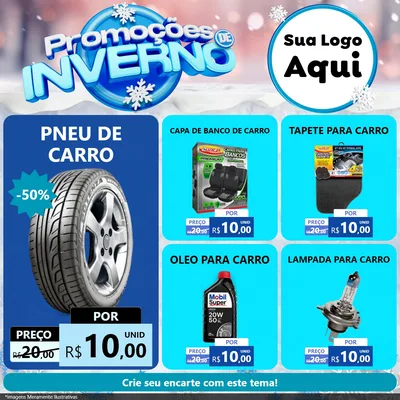 Modelo de Rede Social para Feed Facebook com o tema Promoções de Inverno para Auto peças