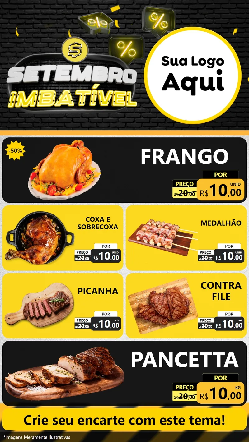 Modelo de TV para TV Vertical com o tema Setembro Imbatível para Assados