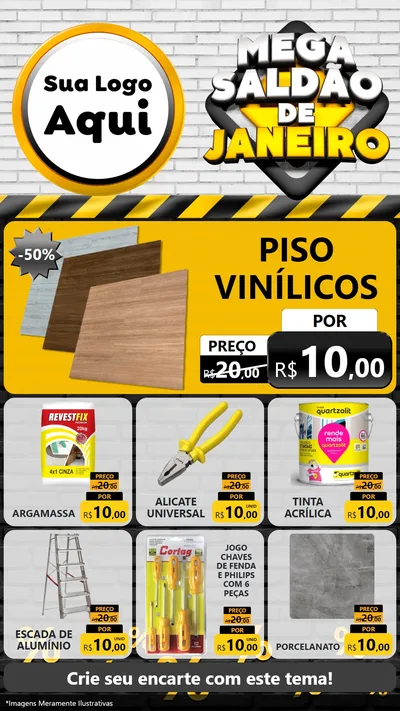 Modelo de Rede Social para Stories com o tema Mega Saldão de Janeiro para Material para Construção