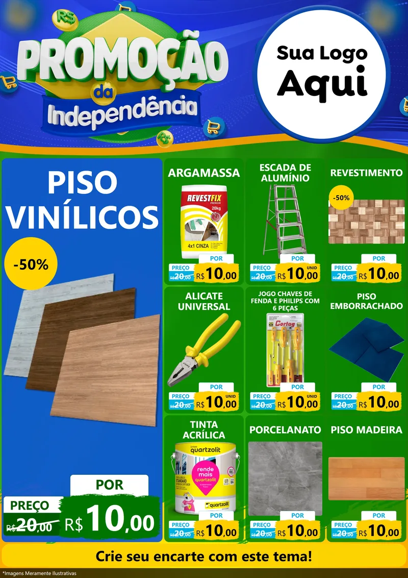 Modelo de Encarte para Encarte A4 Vertical com o tema Promoção da Independência para Material para Construção