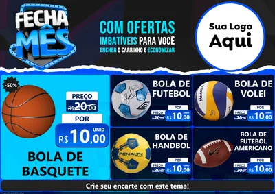 Modelo de Encarte para Encarte A4 Horizontal com o tema Fecha Mês para Artigos Esportivos