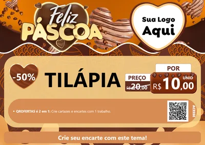 Modelo de Cartaz para Cartaz A4 Horizontal com o tema Feliz Páscoa para Peixaria