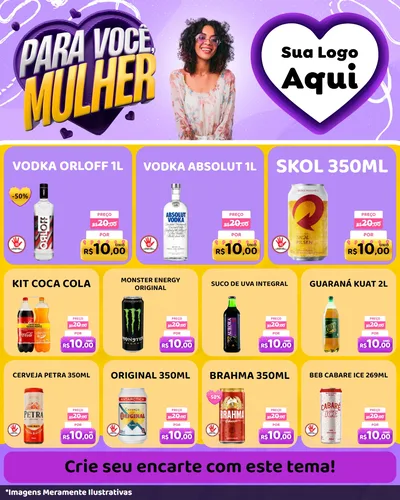 Modelo de Rede Social para Feed Instagram com o tema Para Você, Mulher para Distribuidora de bebidas