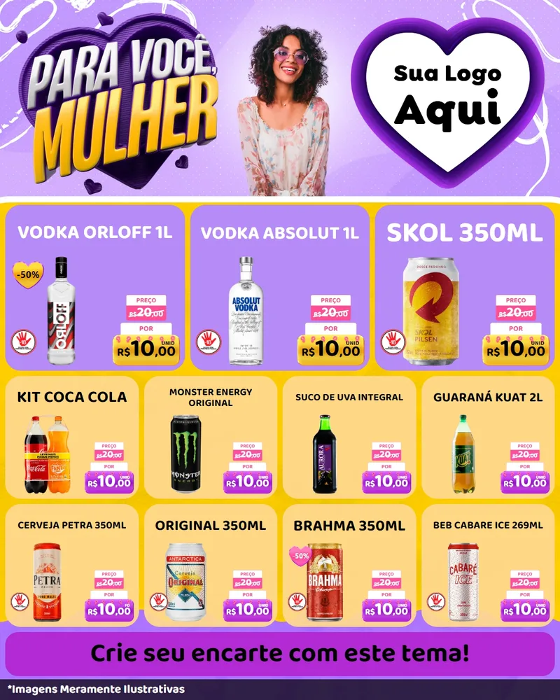 Modelo de Rede Social para Feed Instagram com o tema Para Você, Mulher para Distribuidora de bebidas