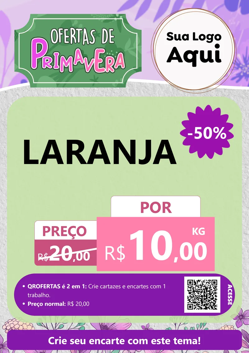 Modelo de Cartaz para Cartaz A4 Vertical com o tema Ofertas de Primavera para Hortifrúti