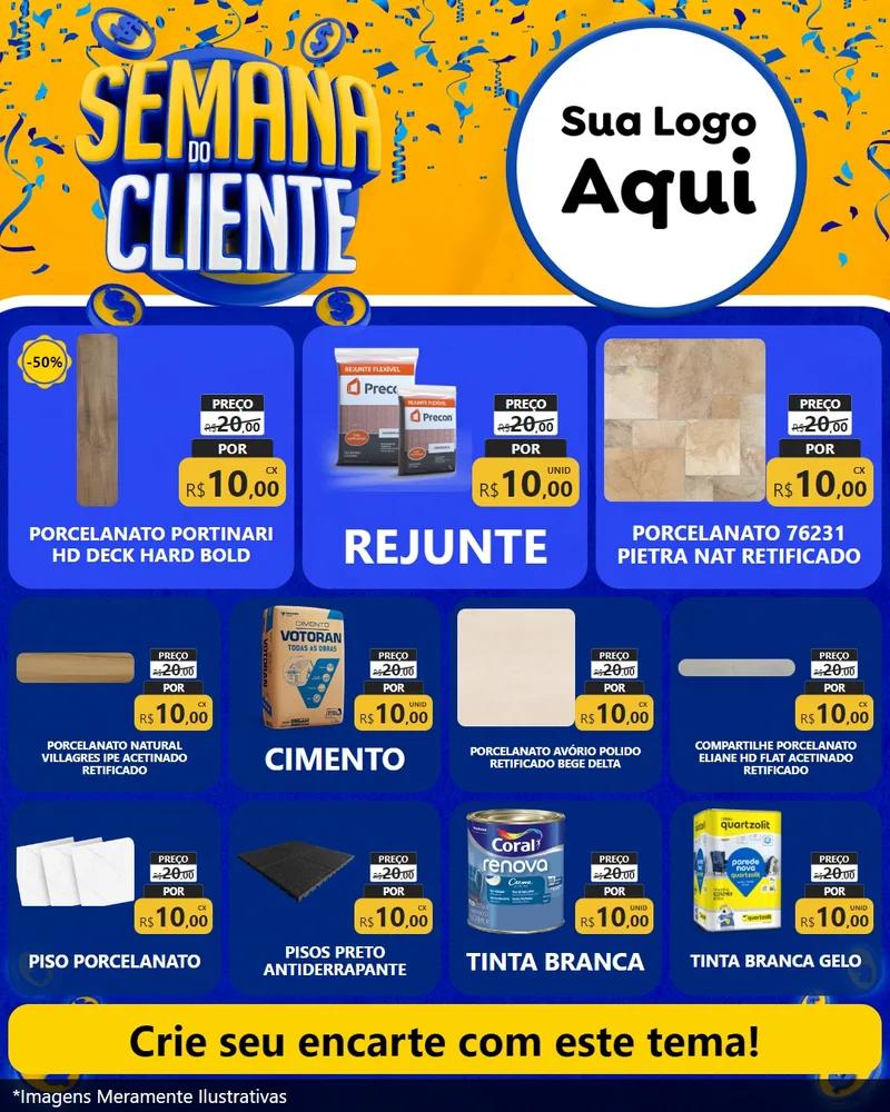 Modelo de Rede Social para Feed Instagram com o tema Semana do Cliente para Pisos e revestimentos