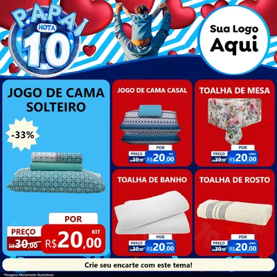 Modelo de Rede Social para Feed Facebook com o tema Papai Nota 10 para Cama, Mesa e Banho