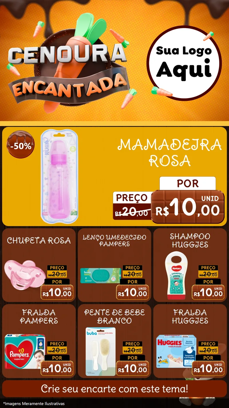 Modelo de Rede Social para Stories com o tema Cenoura Encantada - Páscoa para Bebês