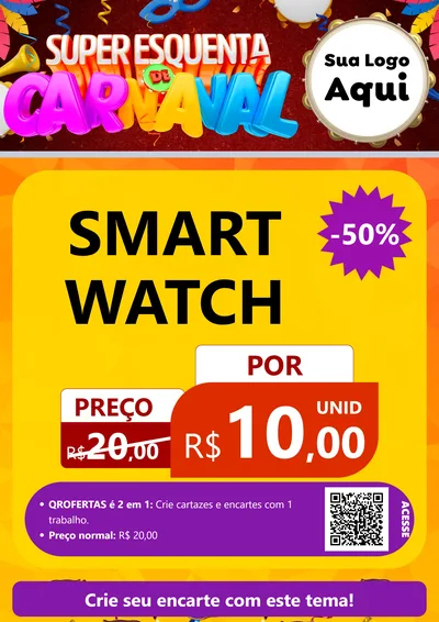 Modelo de Cartaz para Cartaz A4 Vertical com o tema Super Esquenta de Carnaval para Informática