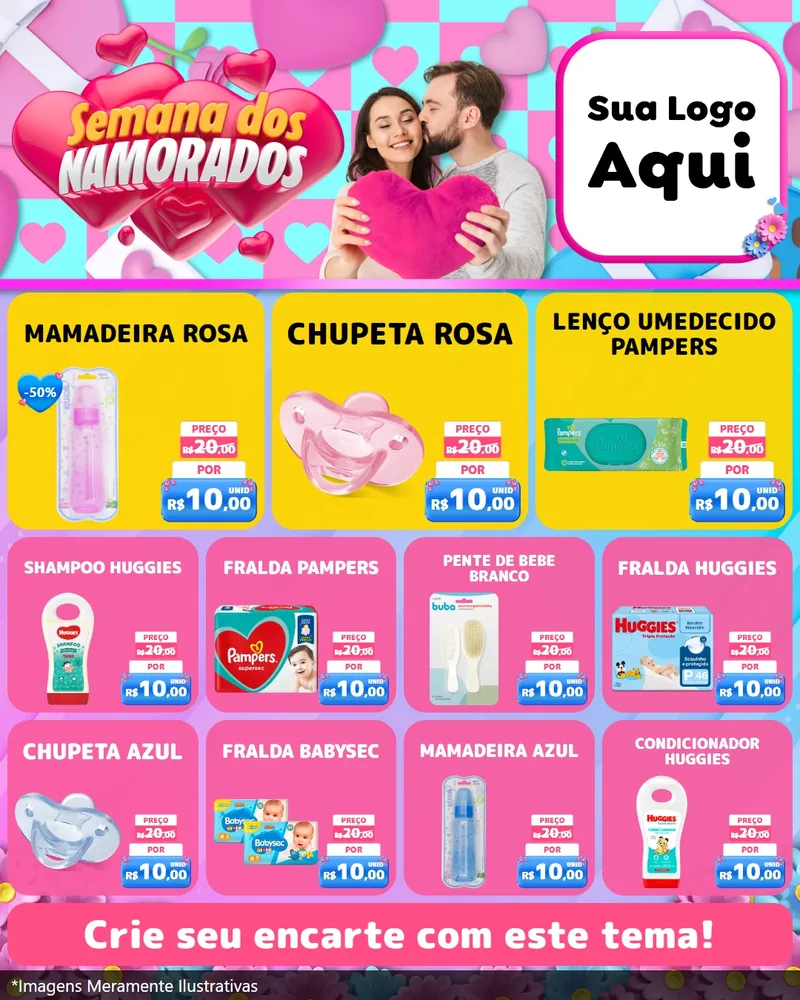 Modelo de Rede Social para Feed Instagram com o tema Semana dos Namorados para Bebês