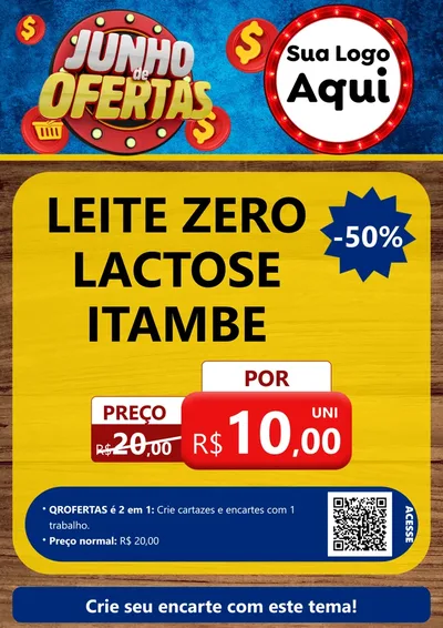 Modelo de Cartaz para Cartaz A4 Vertical com o tema Junho de Ofertas para Frios e Laticínios