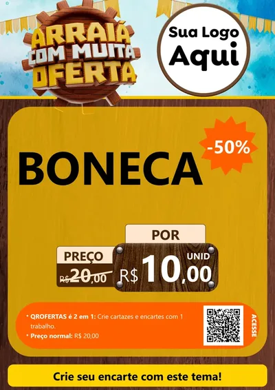 Modelo de Cartaz para Cartaz A4 Vertical com o tema Ofertas de São João - Junina para Brinquedos