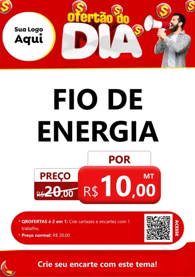 Modelo de Cartaz para Cartaz A4 Vertical com o tema Ofertão do dia para Materiais Elétricos