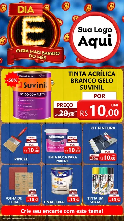 Modelo de Rede Social para Stories com o tema Dia E - O Dia Mais Barato Do Mês para Tintas e Ferramentas