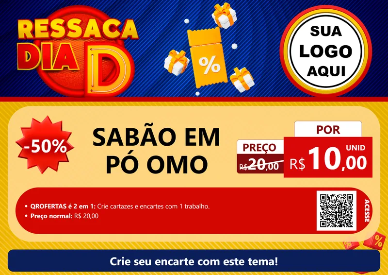 Modelo de Cartaz para Cartaz A4 Horizontal com o tema Ressaca Dia D para Produtos de Limpeza