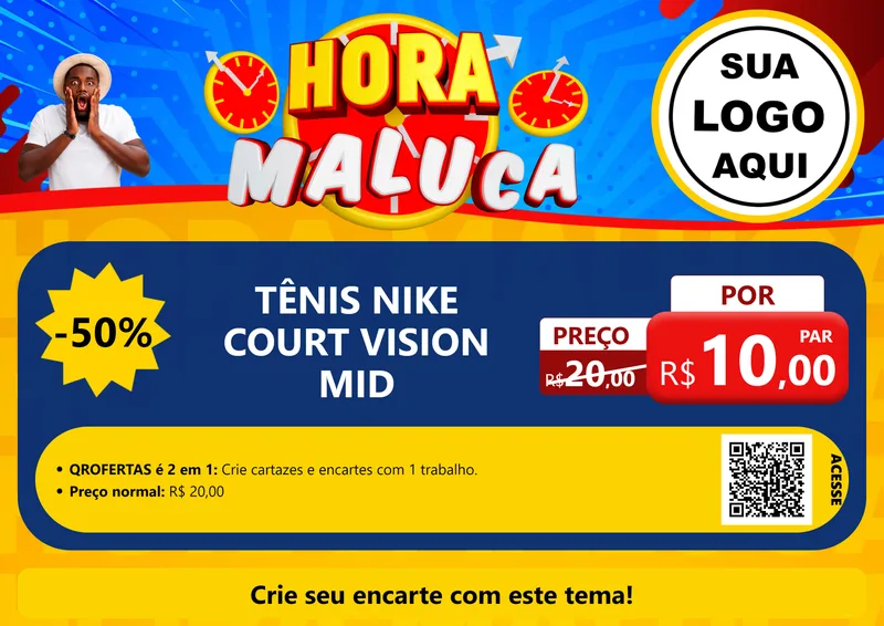 Modelo de Cartaz para Cartaz A4 Horizontal com o tema Hora Maluca para Calçados