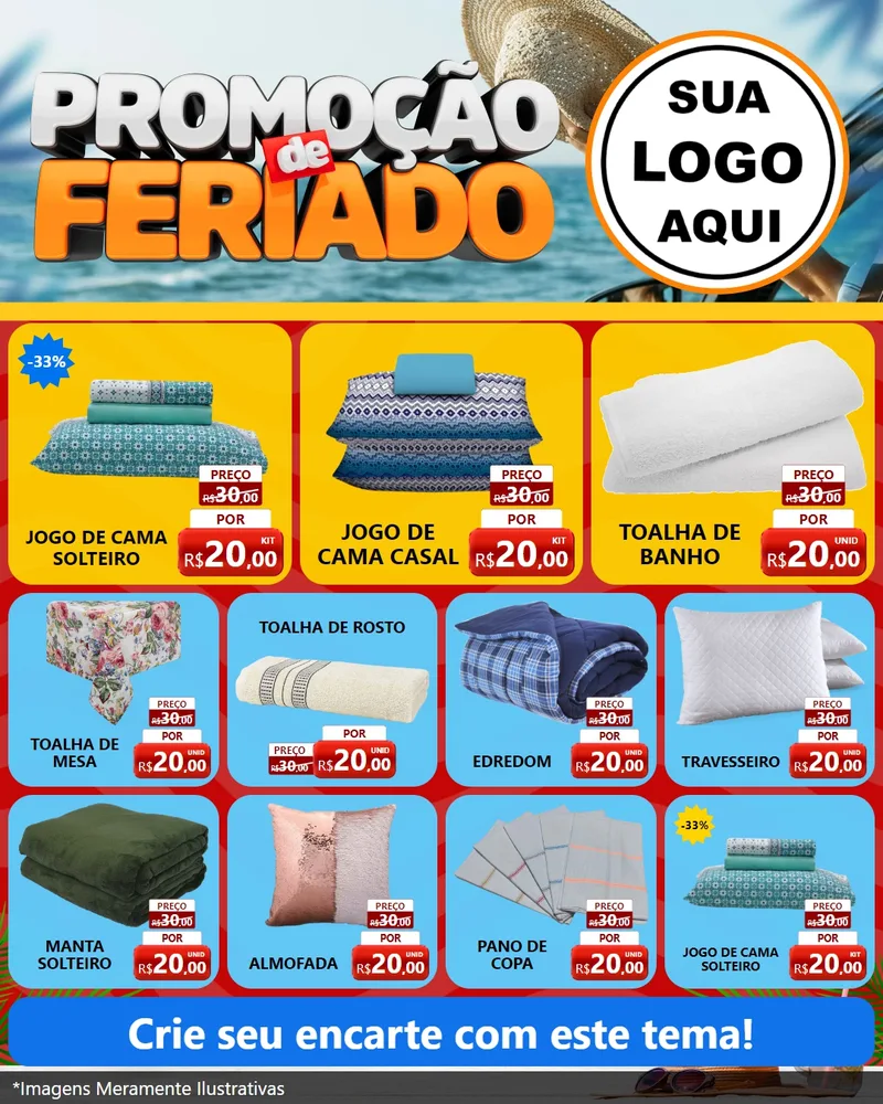 Modelo de Rede Social para Feed Instagram com o tema Promoção de Feriado para Cama, Mesa e Banho