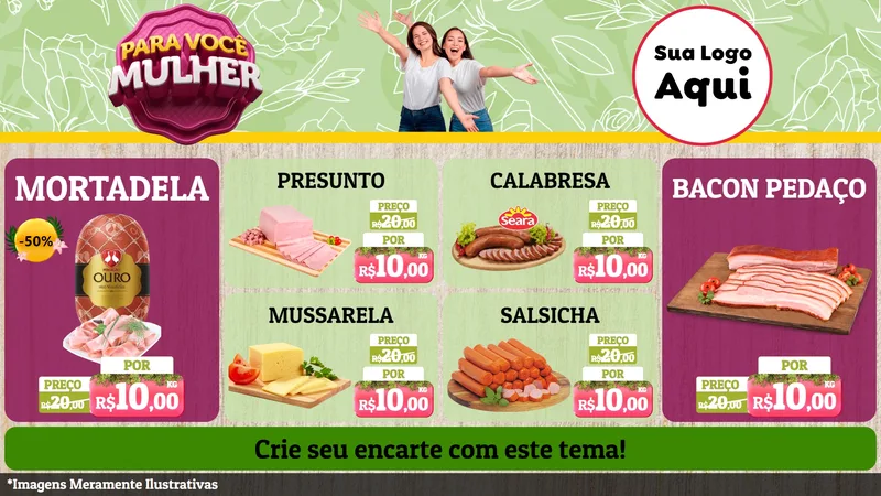 Modelo de TV para TV Horizontal com o tema Para Você Mulher para Frios e Laticínios