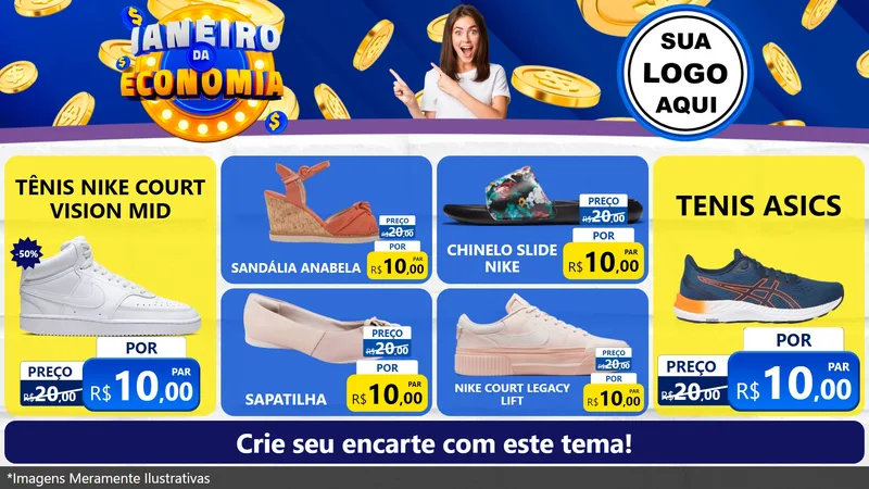 Modelo de TV para TV Horizontal com o tema Janeiro da Economia para Calçados