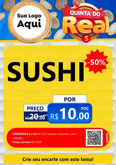Modelo de Cartaz para Cartaz A4 Vertical com o tema Quinta do Real para Comida japonesa