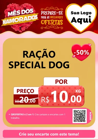Modelo de Cartaz para Cartaz A4 Vertical com o tema Mês dos Namorados para Pet Shop