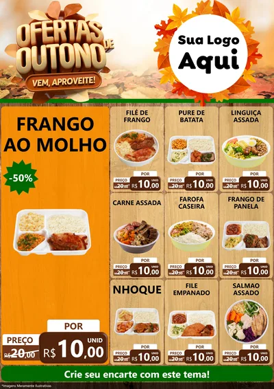 Modelo de Encarte para Encarte A4 Vertical com o tema Ofertas de Outono - Vem, Aproveite! para Restaurante