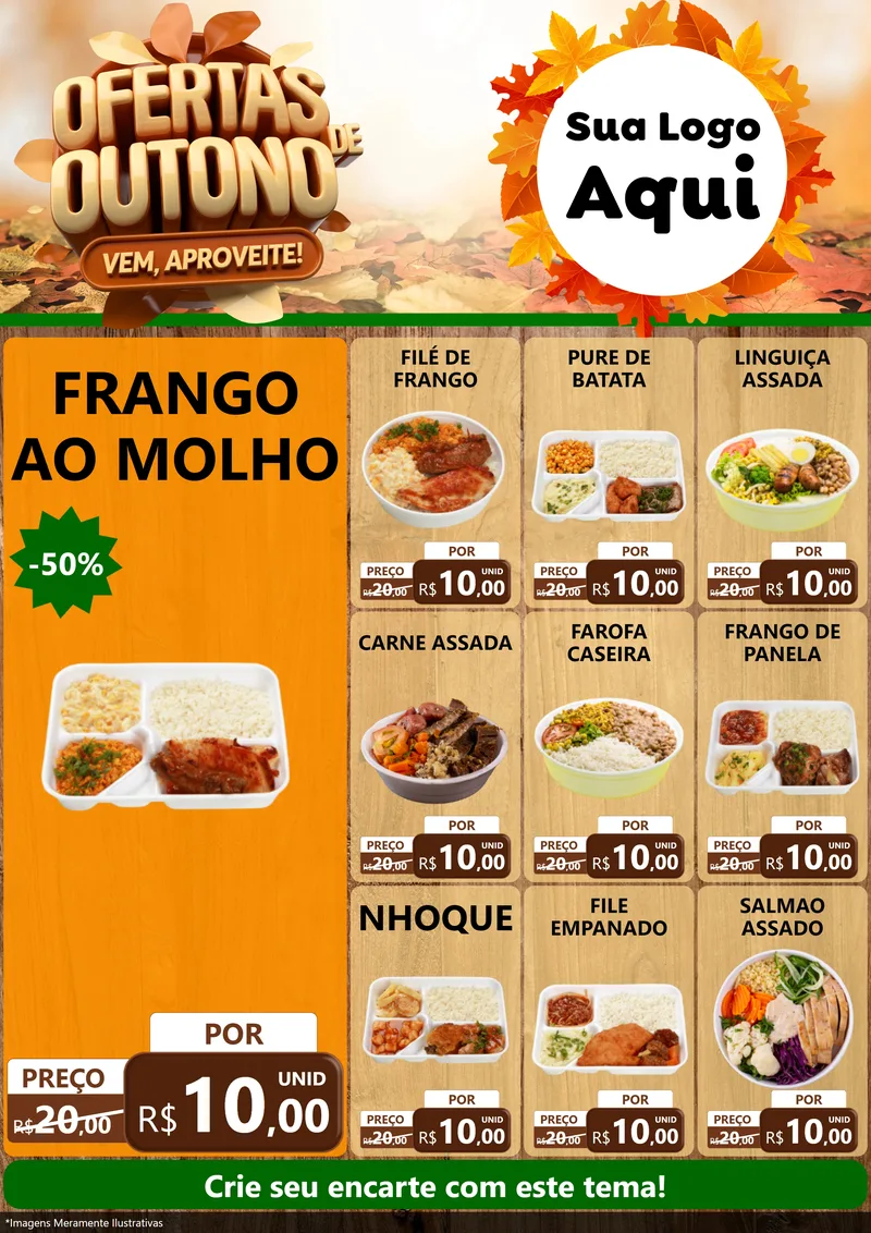 Modelo de Encarte para Encarte A4 Vertical com o tema Ofertas de Outono - Vem, Aproveite! para Restaurante
