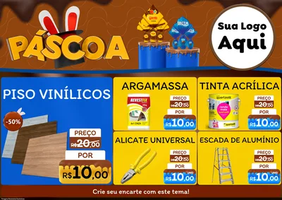 Modelo de Encarte para Encarte A4 Horizontal com o tema Páscoa para Material para Construção
