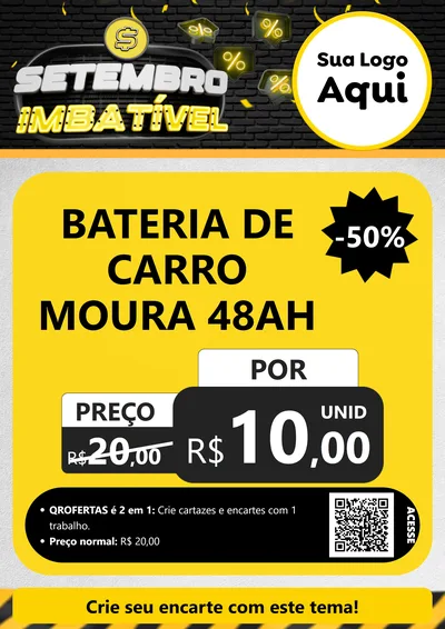 Modelo de Cartaz para Cartaz A4 Vertical com o tema Setembro Imbatível para Baterias Elétricas