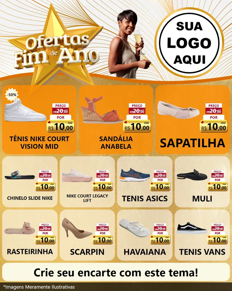 Modelo de Rede Social para Feed Instagram com o tema Ofertas Fim de Ano para Calçados
