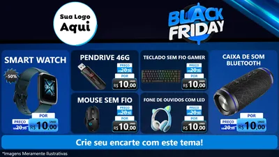 Modelo de TV para TV Horizontal com o tema Black Friday para Informática