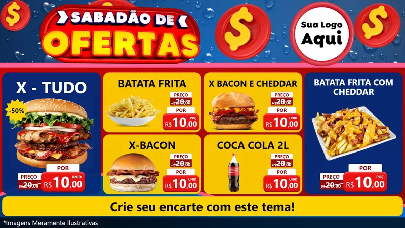Modelo de TV para TV Horizontal com o tema Sabadão de Ofertas para Hamburgueria