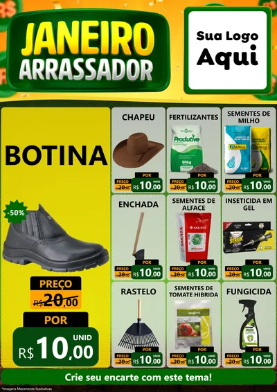 Modelo de Encarte para Encarte A4 Vertical com o tema Janeiro Arrasador para Agropecuária