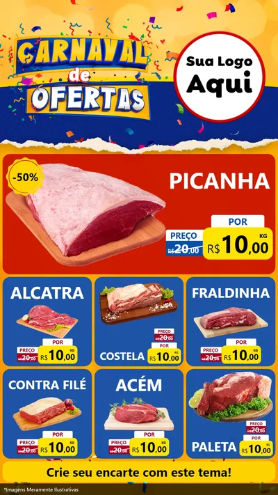 Modelo de Rede Social para Stories com o tema Carnaval de Ofertas para Açougue