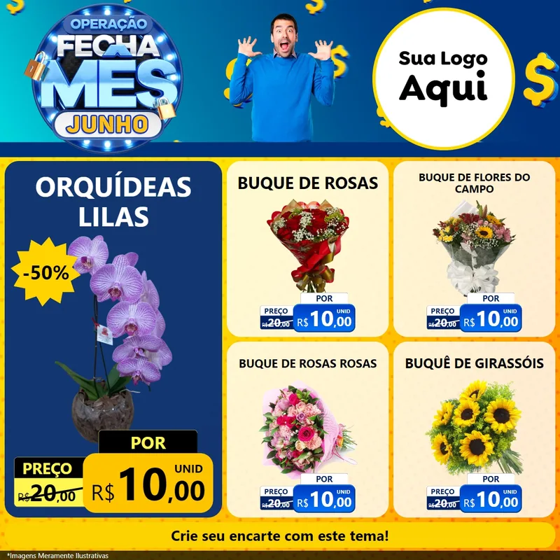 Modelo de Rede Social para Feed Facebook com o tema Operação Fecha Mês, Junho para Floricultura e jardim