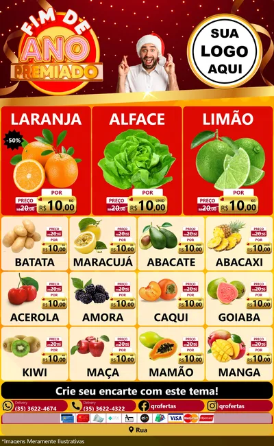 Modelo de Encarte para Encarte Grande com o tema Fim de Ano Premiado para Hortifrúti