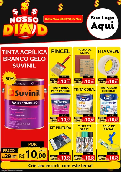 Modelo de Encarte para Encarte A4 Vertical com o tema Nosso Dia D para Tintas e Ferramentas