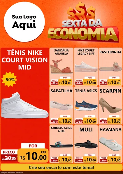 Modelo de Encarte para Encarte A4 Vertical com o tema Sexta da Economia para Calçados