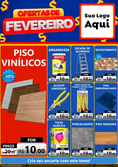 Modelo de Encarte para Encarte A4 Vertical com o tema Ofertas de Fevereiro para Material para Construção