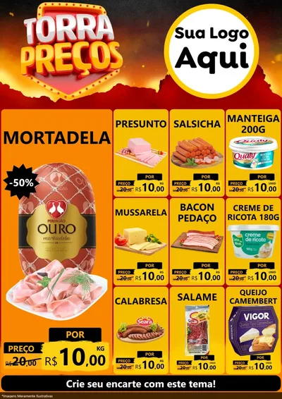Modelo de Encarte para Encarte A4 Vertical com o tema Torra Preços para Frios e Laticínios