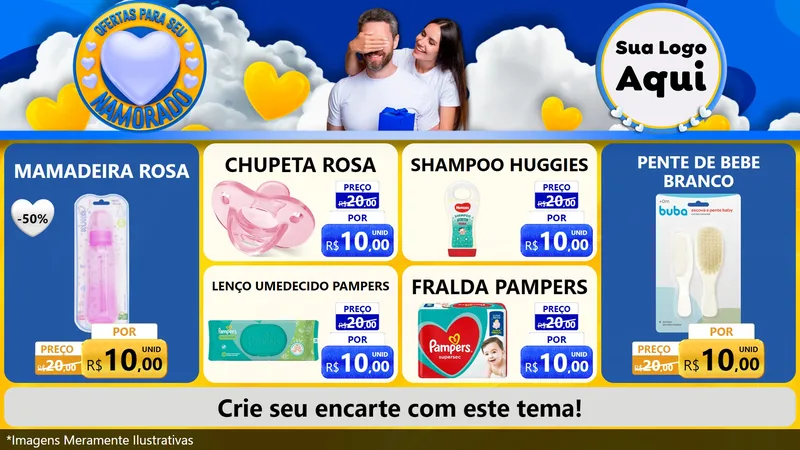 Modelo de TV para TV Horizontal com o tema Ofertas Para Seu Namorado para Bebês