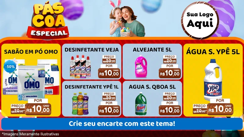 Modelo de TV para TV Horizontal com o tema Páscoa Especial para Produtos de Limpeza
