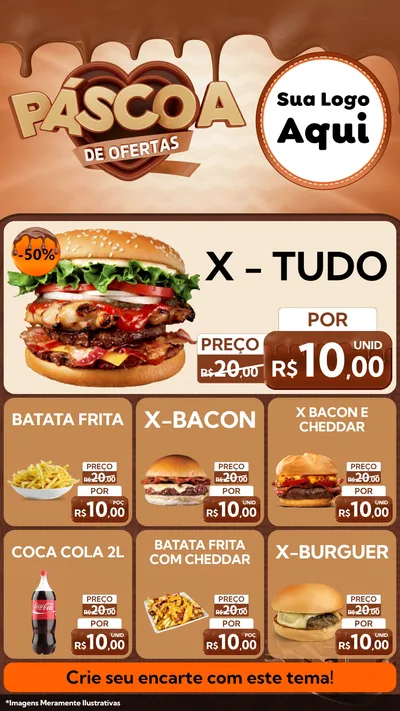 Modelo de Rede Social para Stories com o tema Páscoa de Ofertas para Hamburgueria