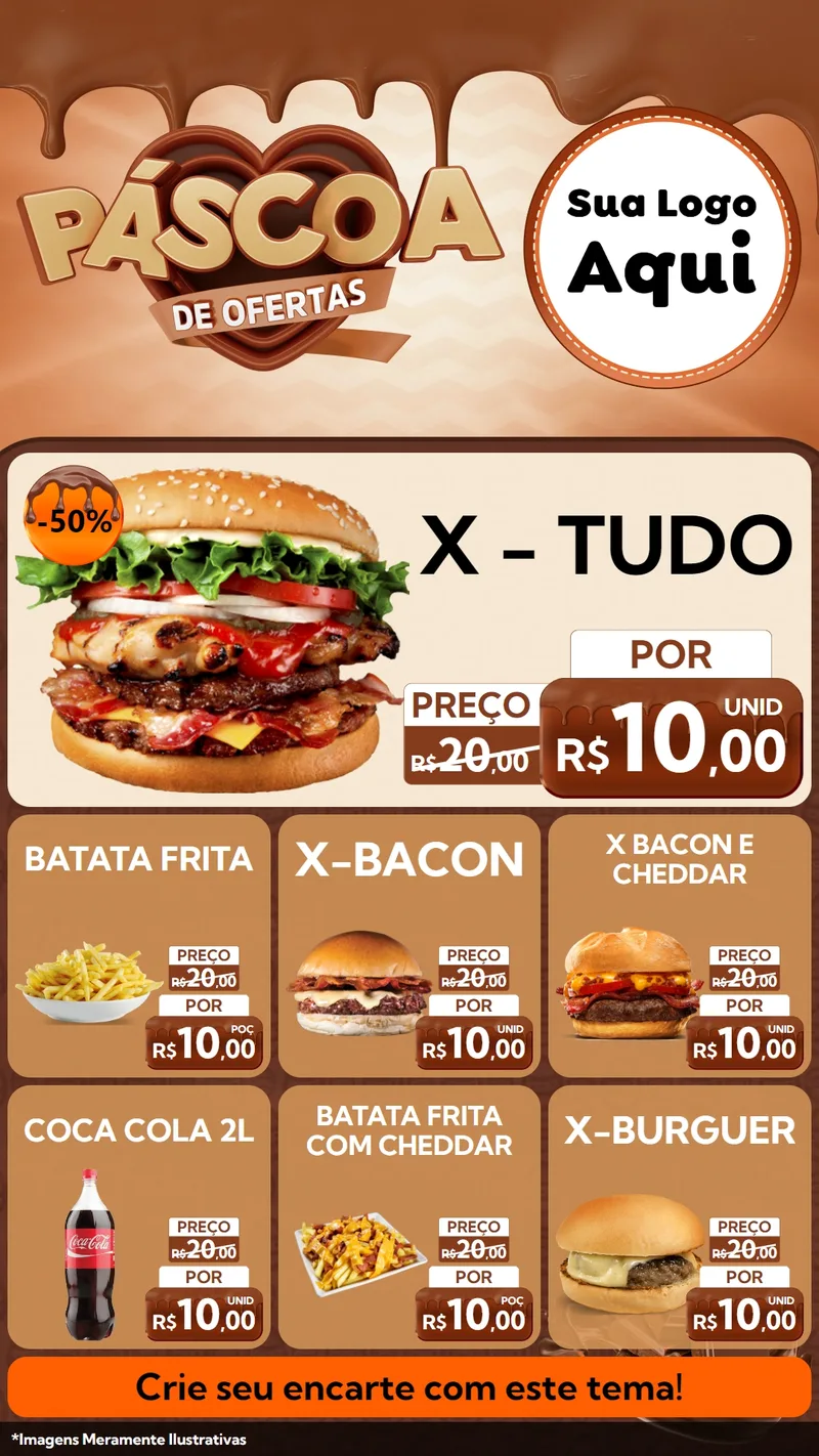 Modelo de Rede Social para Stories com o tema Páscoa de Ofertas para Hamburgueria
