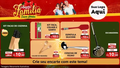 Modelo de TV para TV Horizontal com o tema Alegria em Família Super Ofertas - Natal para Utilidades Domésticas