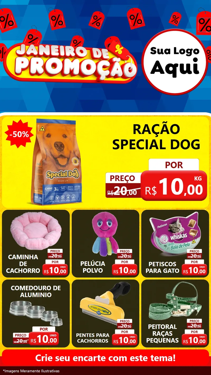 Modelo de Rede Social para Stories com o tema Janeiro de Promoção para Pet Shop