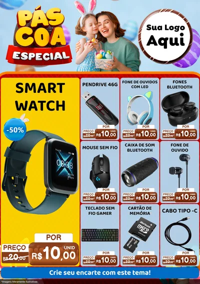 Modelo de Encarte para Encarte A4 Vertical com o tema Páscoa Especial para Informática